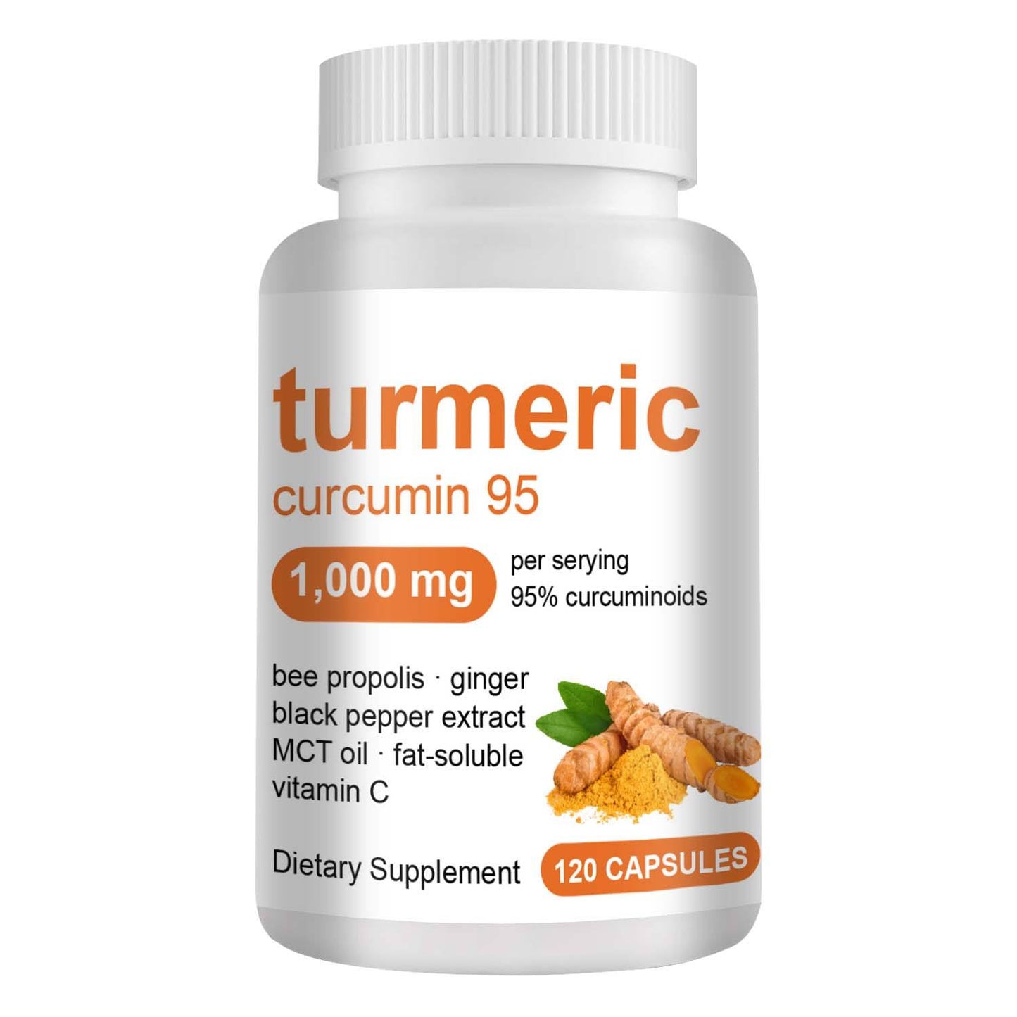 Hot Selling Turmeric Curcumin Capsule With Bee Propolis Ginger Black Pepper Support Bone&Joint Health 120 Capsules